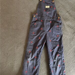 OshKosh B'gosh blue Overalls with Red Embroidered cherries